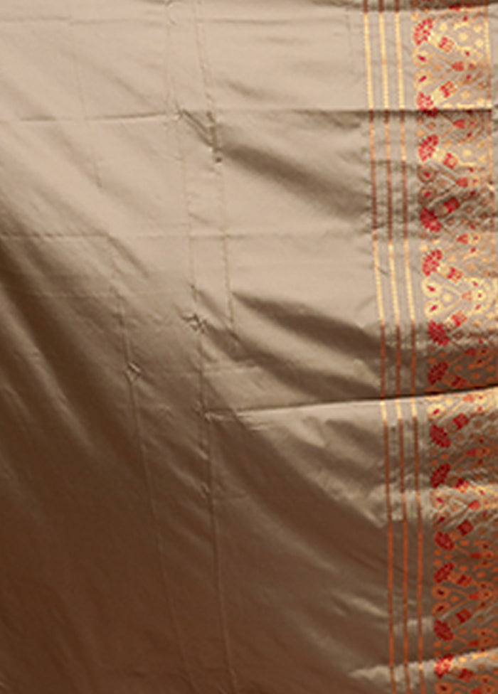 Grey Assam Silk Saree With Blouse Piece