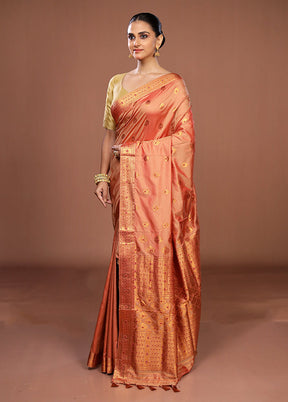 Pink Assam Silk Saree With Blouse Piece