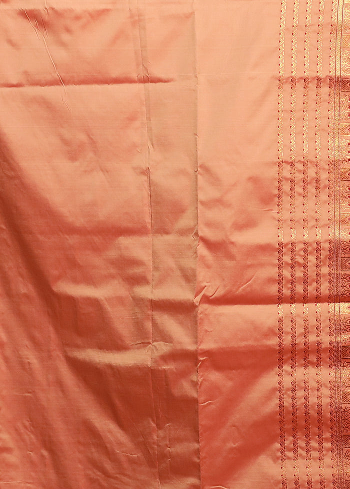 Pink Assam Silk Saree With Blouse Piece
