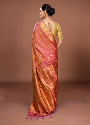 Pink Assam Silk Saree With Blouse Piece