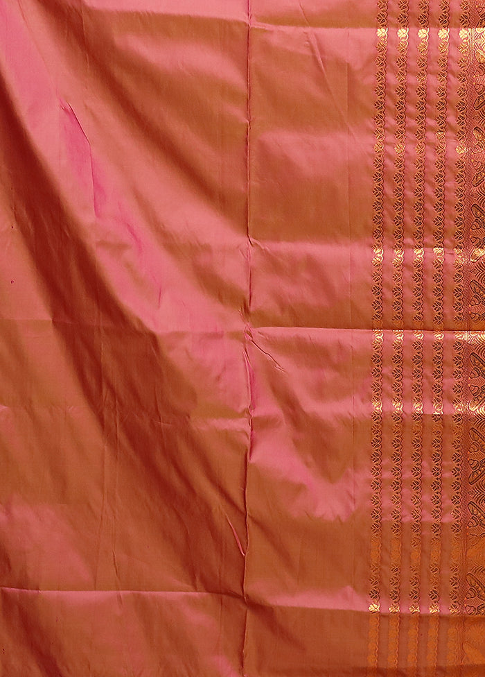 Pink Assam Silk Saree With Blouse Piece