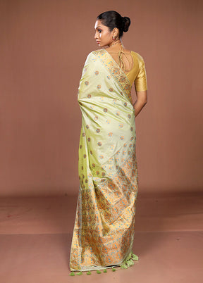 Green Assam Silk Saree With Blouse Piece