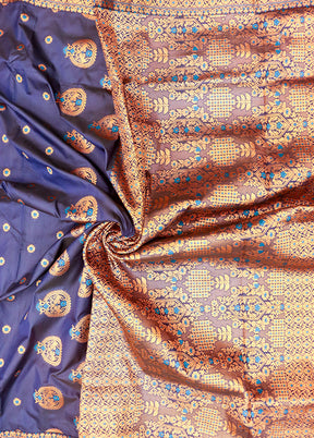 Purple Assam Silk Saree With Blouse Piece