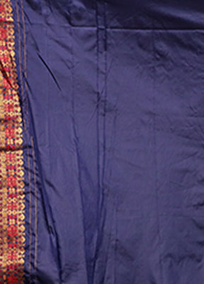 Blue Assam Silk Saree With Blouse Piece