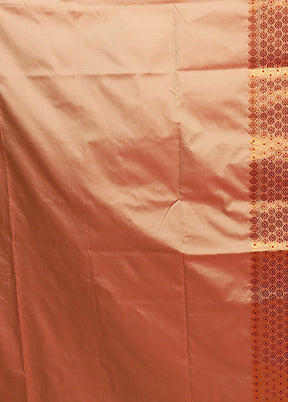 Cream Assam Silk Saree With Blouse Piece