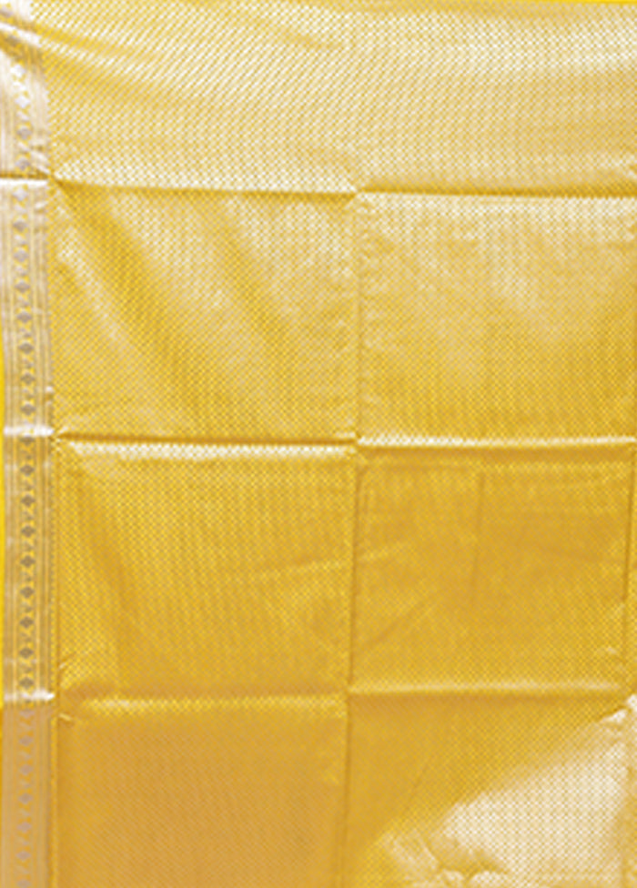 Yellow Dupion Silk Saree With Blouse Piece