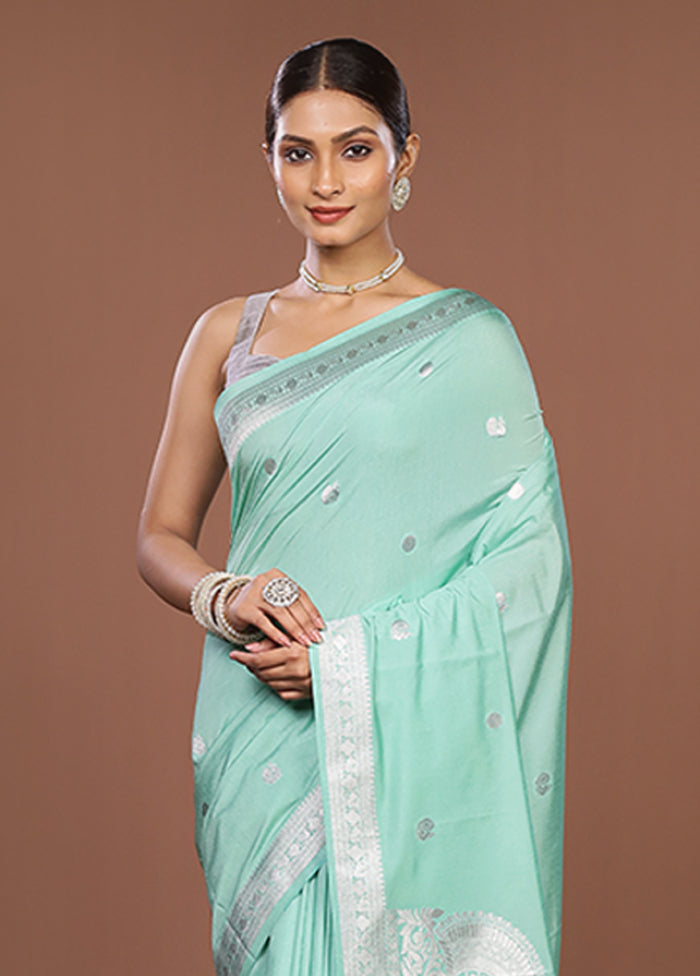 Blue Dupion Silk Saree With Blouse Piece