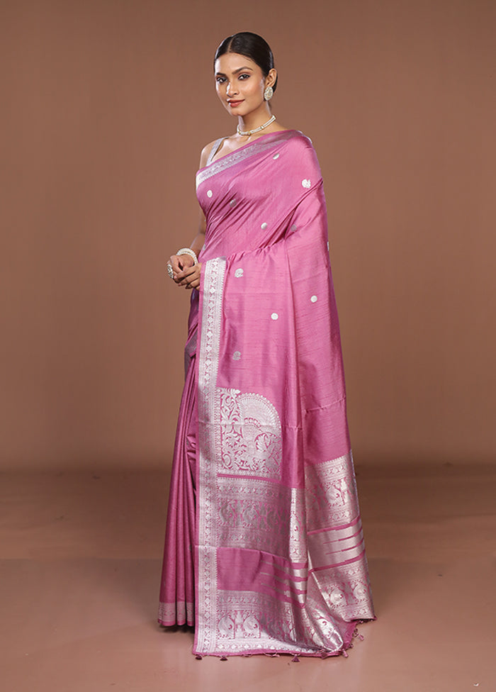 Purple Dupion Silk Saree With Blouse Piece