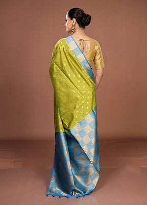 Green Dupion Silk Saree With Blouse Piece