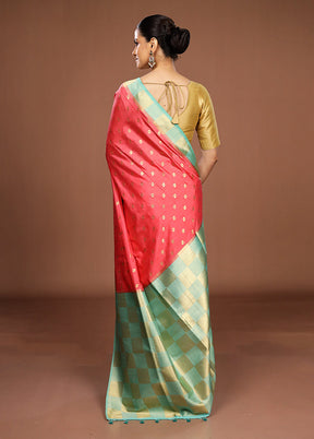 Pink Dupion Silk Saree With Blouse Piece