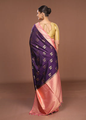 Blue Dupion Silk Saree With Blouse Piece