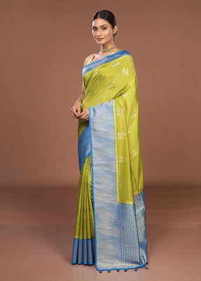 Green Dupion Silk Saree With Blouse Piece