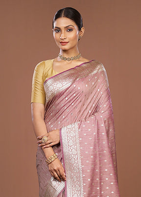 Purple Tussar Silk Saree With Blouse Piece