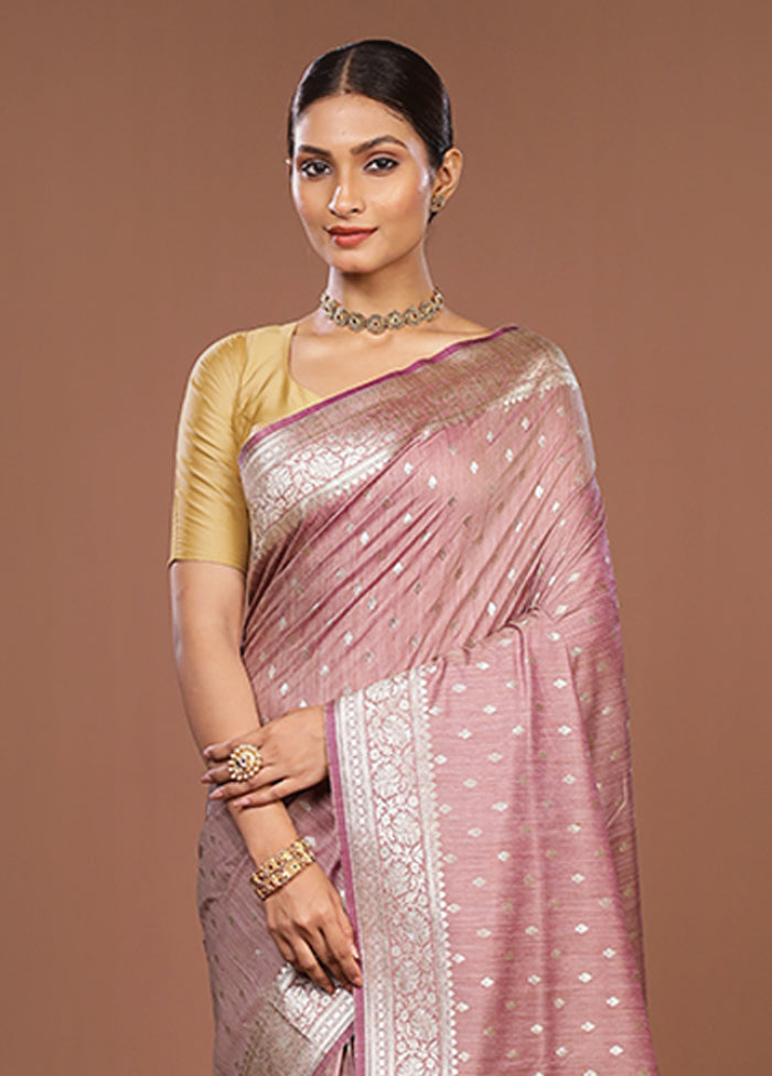 Purple Tussar Silk Saree With Blouse Piece