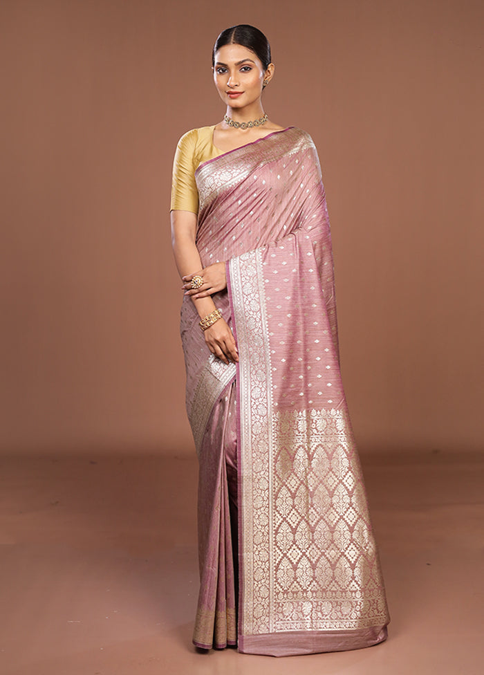 Purple Tussar Silk Saree With Blouse Piece