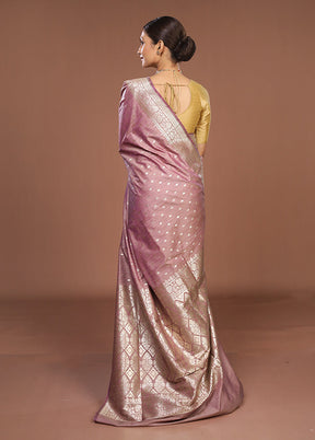 Purple Tussar Silk Saree With Blouse Piece