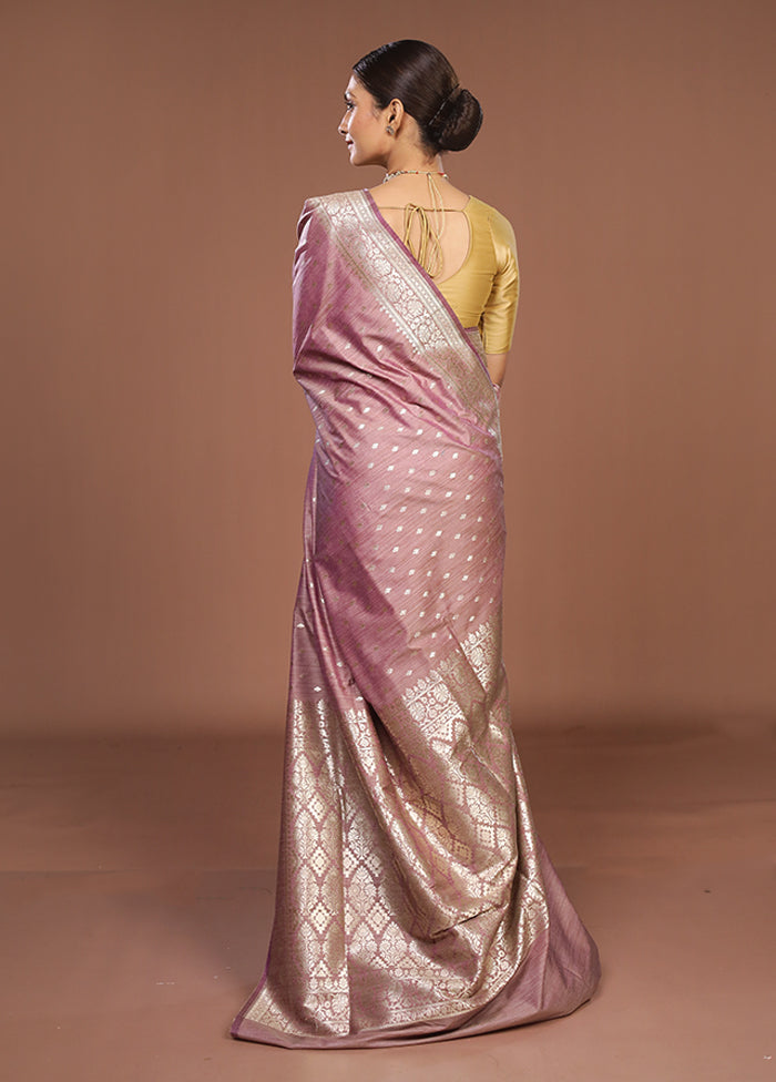 Purple Tussar Silk Saree With Blouse Piece