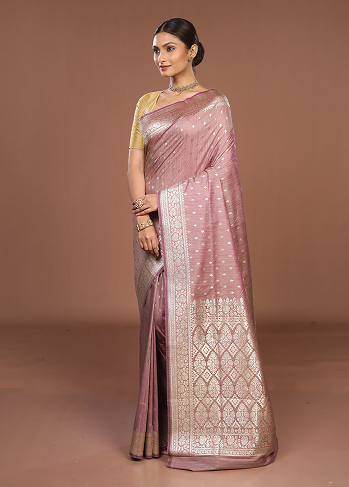 Purple Tussar Silk Saree With Blouse Piece