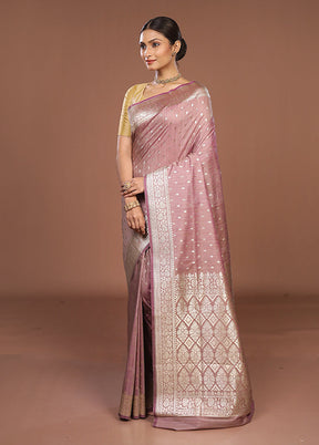 Purple Tussar Silk Saree With Blouse Piece