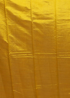 Yellow Dupion Silk Saree With Blouse Piece