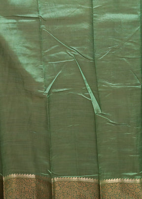 Green Dupion Silk Saree With Blouse Piece