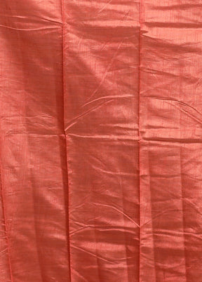 Peach Dupion Silk Saree With Blouse Piece