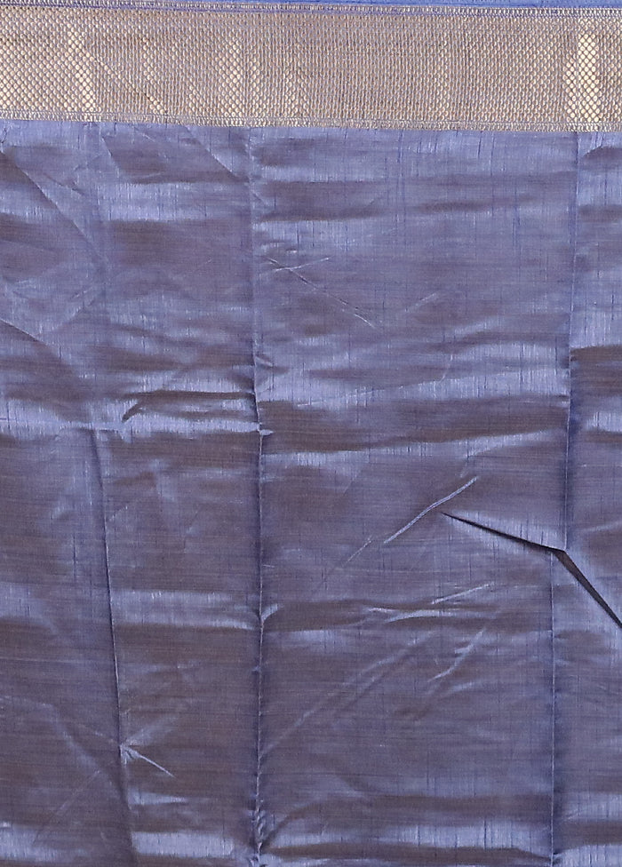 Blue Dupion Silk Saree With Blouse Piece
