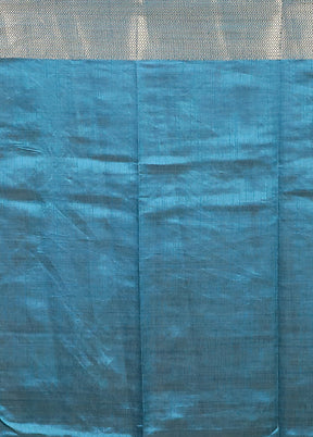 Blue Dupion Silk Saree With Blouse Piece
