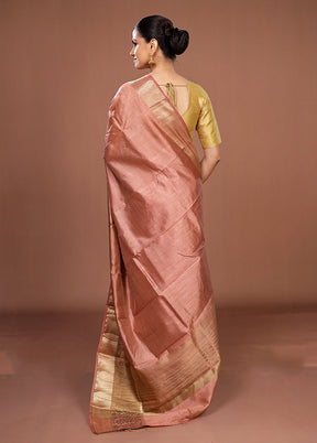 Pink Dupion Silk Saree With Blouse Piece
