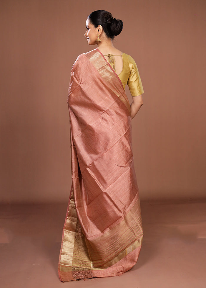Pink Dupion Silk Saree With Blouse Piece