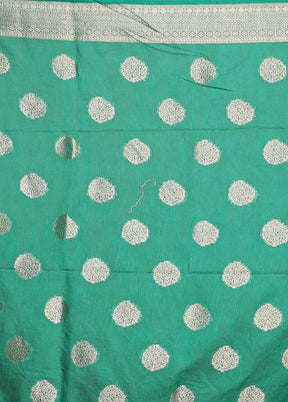 Green Dupion Silk Saree With Blouse Piece