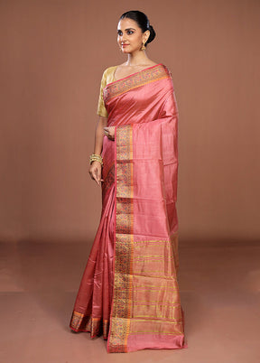 Pink Dupion Silk Saree With Blouse Piece