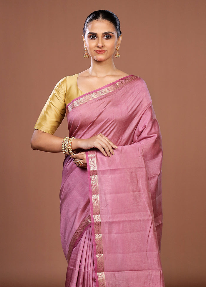 Purple Dupion Silk Saree With Blouse Piece