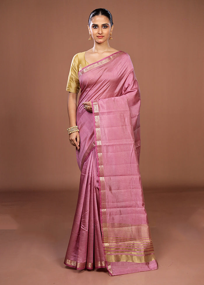 Purple Dupion Silk Saree With Blouse Piece