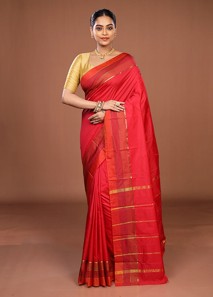 Pink Kanjivaram Silk Saree With Blouse Piece