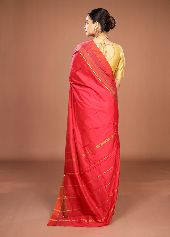 Pink Kanjivaram Silk Saree With Blouse Piece