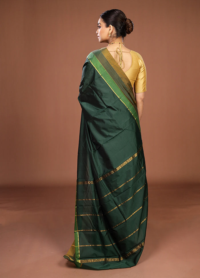 Green Kanjivaram Silk Saree With Blouse Piece