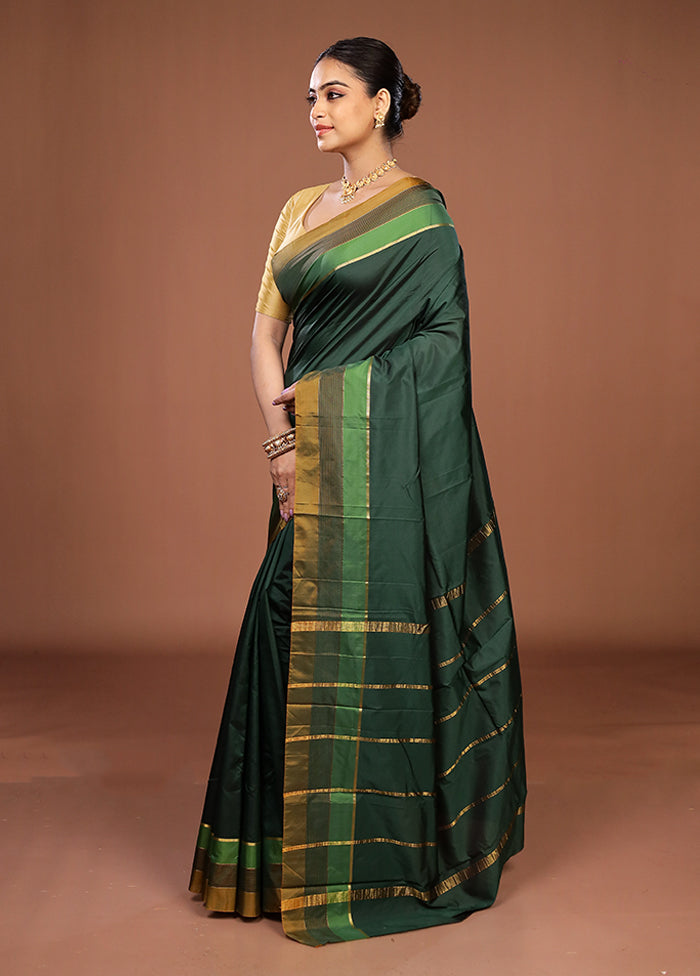 Green Kanjivaram Silk Saree With Blouse Piece