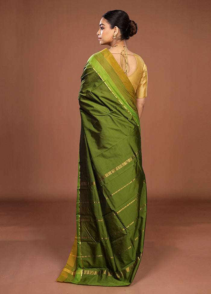 Green Kanjivaram Silk Saree With Blouse Piece