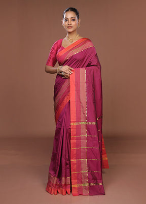 Purple Kanjivaram Silk Saree With Blouse Piece
