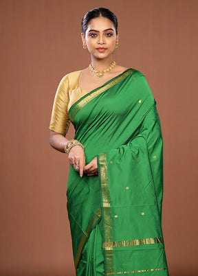 Green Kanjivaram Silk Saree With Blouse Piece