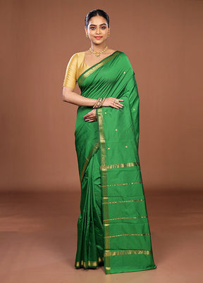 Green Kanjivaram Silk Saree With Blouse Piece