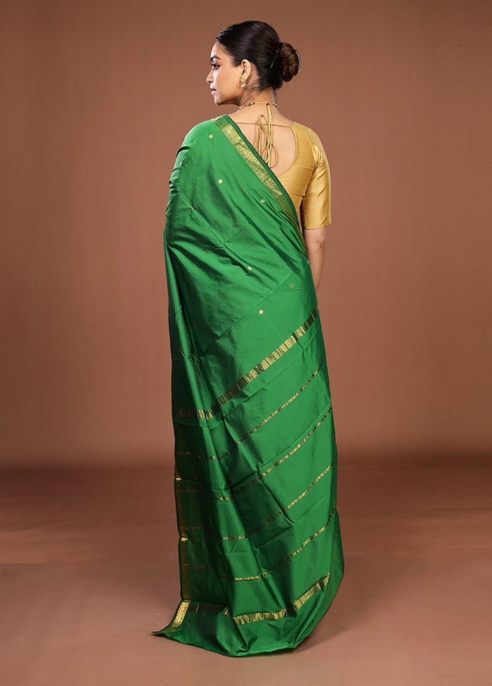 Green Kanjivaram Silk Saree With Blouse Piece