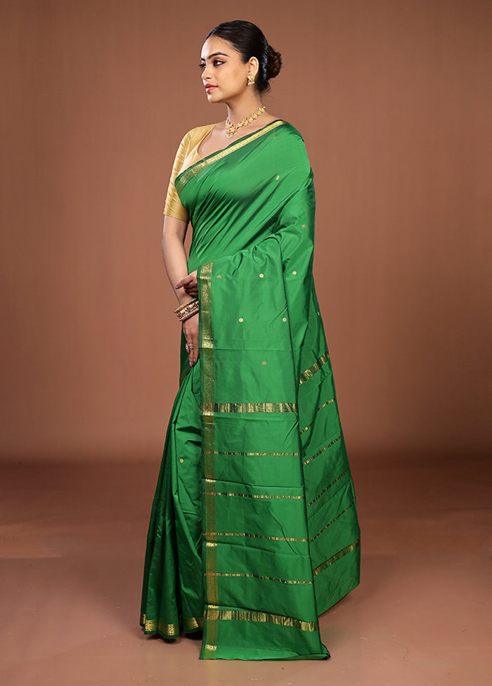 Green Kanjivaram Silk Saree With Blouse Piece