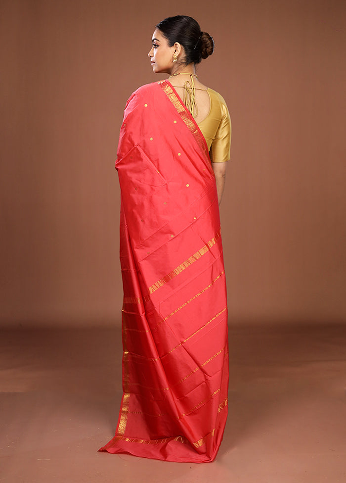 Pink Kanjivaram Silk Saree With Blouse Piece
