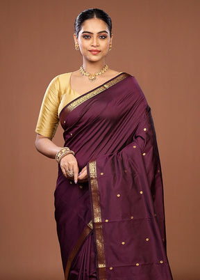 Purple Kanjivaram Silk Saree With Blouse Piece