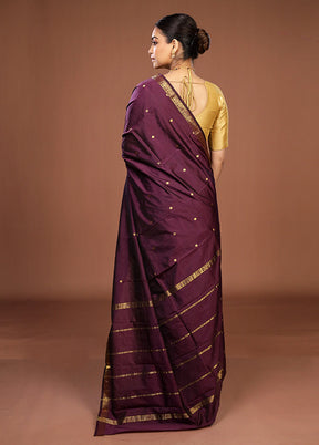 Purple Kanjivaram Silk Saree With Blouse Piece