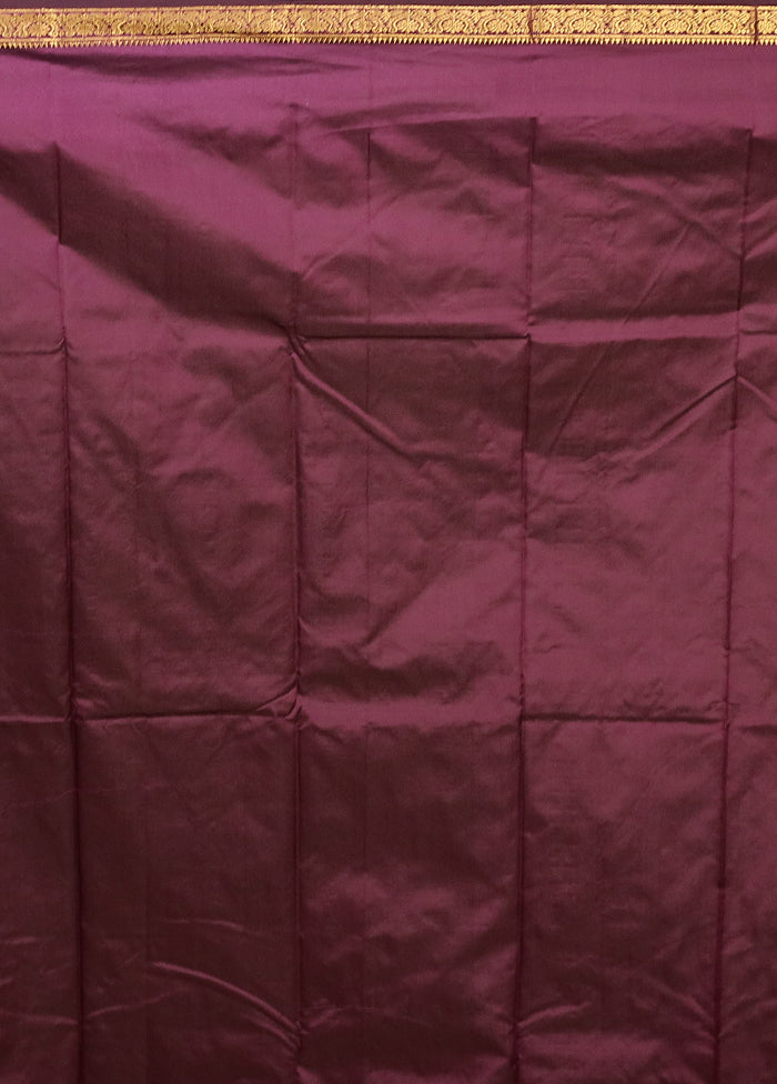 Purple Kanjivaram Silk Saree With Blouse Piece