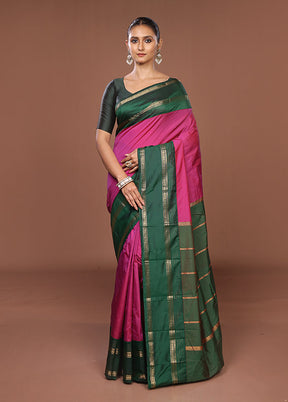 Cream Kanjivaram Silk Saree With Blouse Piece