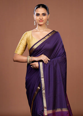 Blue Kanjivaram Silk Saree With Blouse Piece